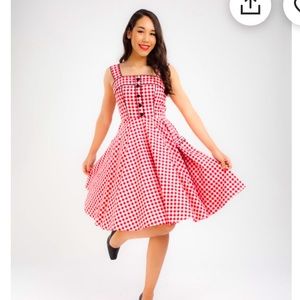 Red gingham retro dress